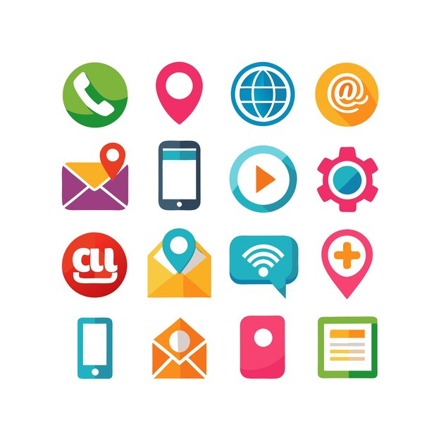 Colección de conjuntos de iconos de contacto para sitios web y aplicaciones móviles