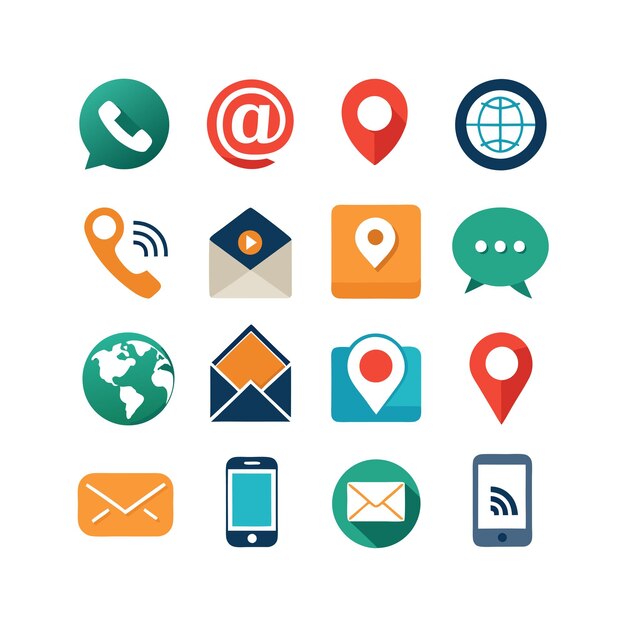 Colección de conjuntos de iconos de contacto para sitios web y aplicaciones móviles