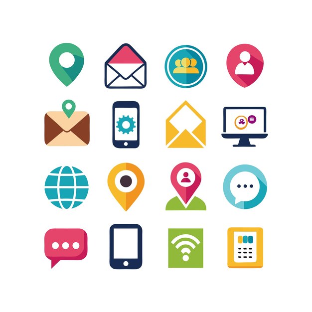 Colección de conjuntos de iconos de contacto para sitios web y aplicaciones móviles