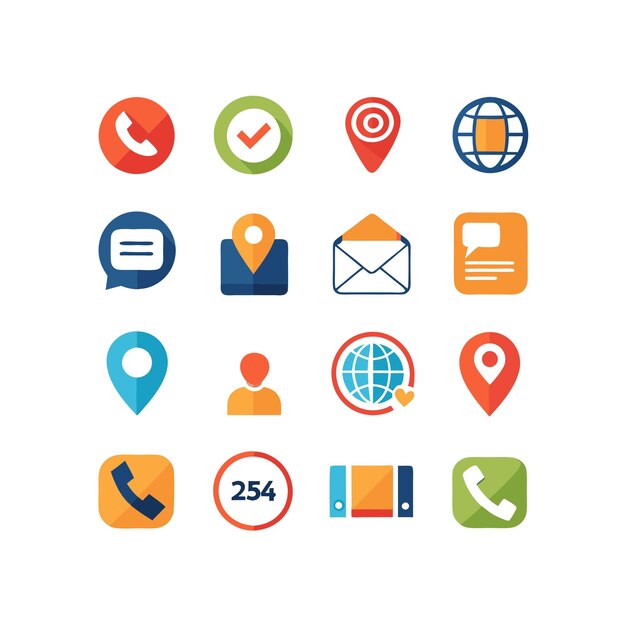 Colección de conjuntos de iconos de contacto para sitios web y aplicaciones móviles