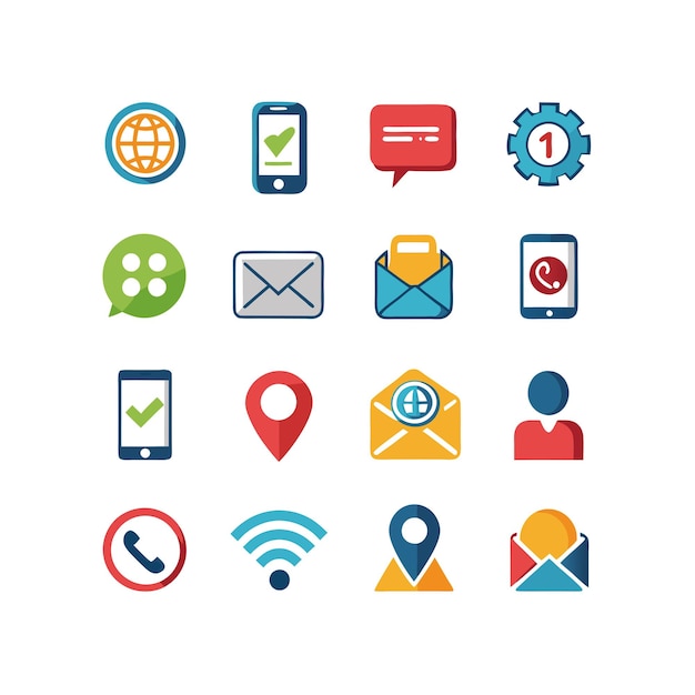 Colección de conjuntos de iconos de contacto para sitios web y aplicaciones móviles