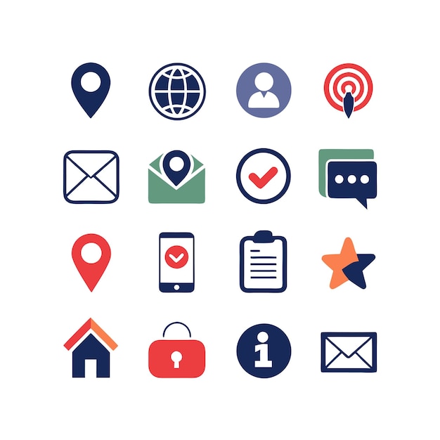 Colección de conjuntos de iconos de contacto para sitios web y aplicaciones móviles