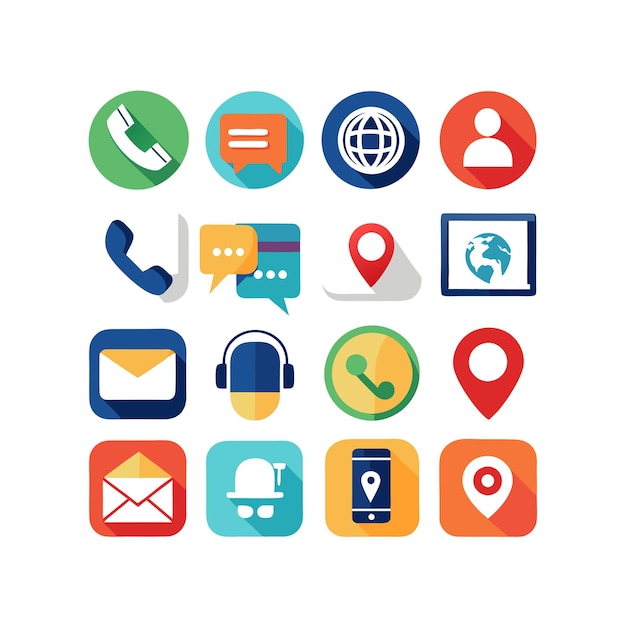 Colección de conjuntos de iconos de contacto para sitios web y aplicaciones móviles