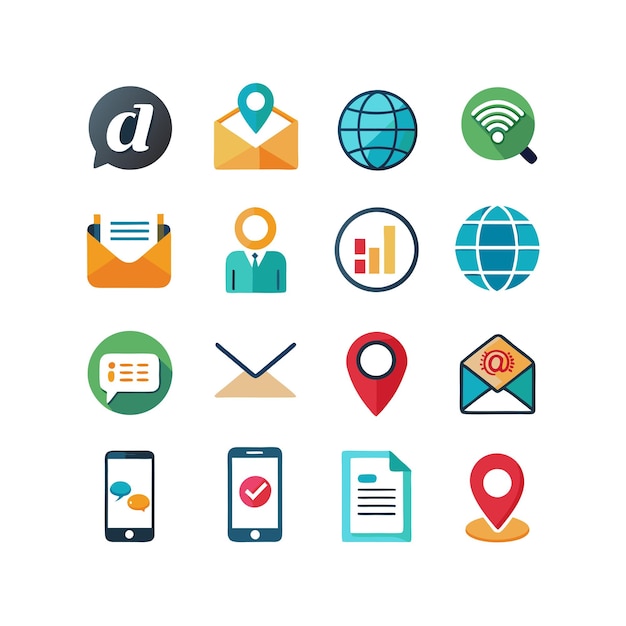 Colección de conjuntos de iconos de contacto para sitios web y aplicaciones móviles