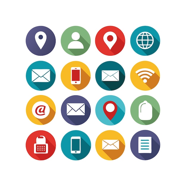 Colección de conjuntos de iconos de contacto para sitios web y aplicaciones móviles