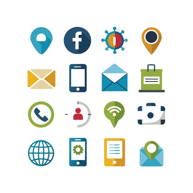 Colección de conjuntos de iconos de contacto para sitios web y aplicaciones móviles