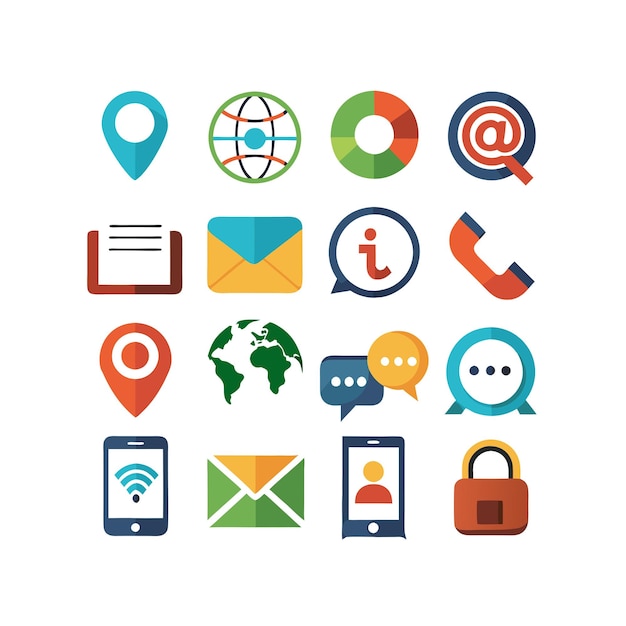 Colección de conjuntos de iconos de contacto para sitios web y aplicaciones móviles