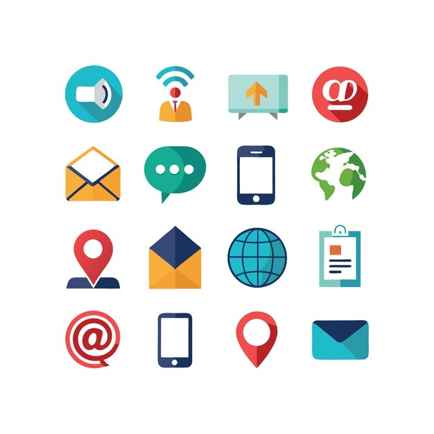 Colección de conjuntos de iconos de contacto para sitios web y aplicaciones móviles