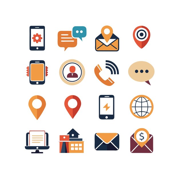 Colección de conjuntos de iconos de contacto para sitios web y aplicaciones móviles