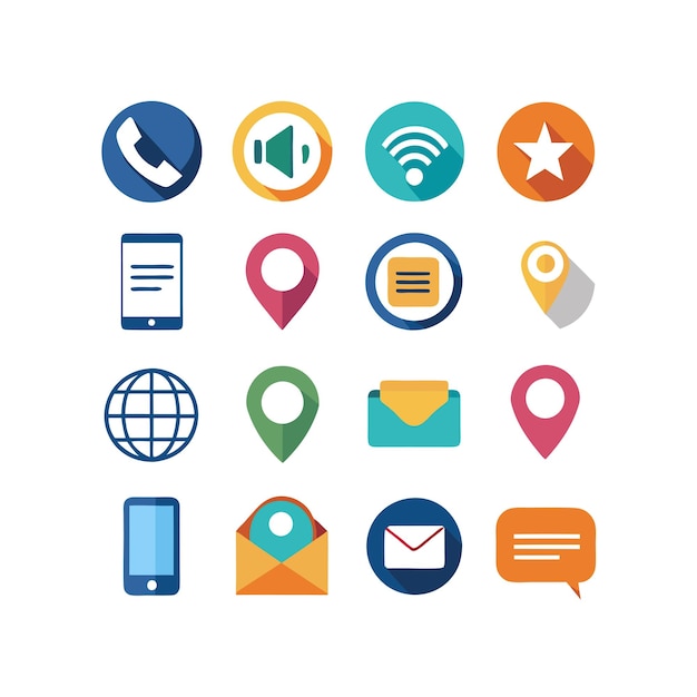 Colección de conjuntos de iconos de contacto para sitios web y aplicaciones móviles