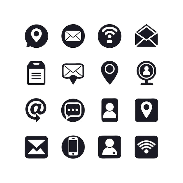 Colección de conjuntos de iconos de contacto para sitios web y aplicaciones móviles