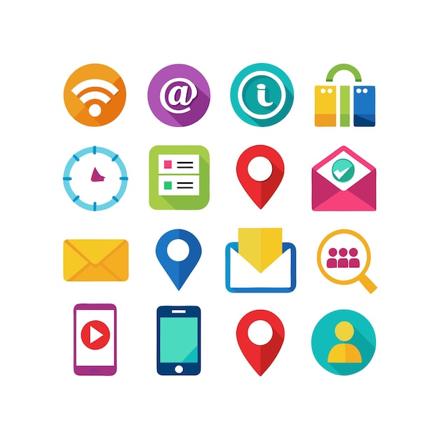 Colección de conjuntos de iconos de contacto para sitios web y aplicaciones móviles