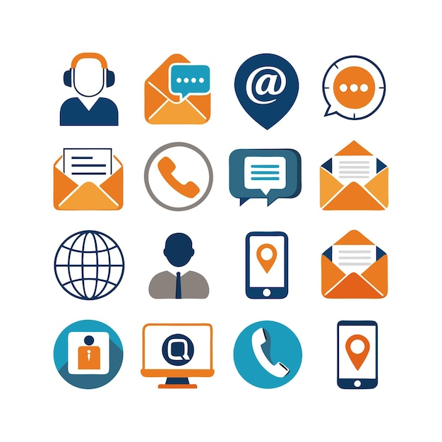 Colección de conjuntos de iconos de contacto para sitios web y aplicaciones móviles