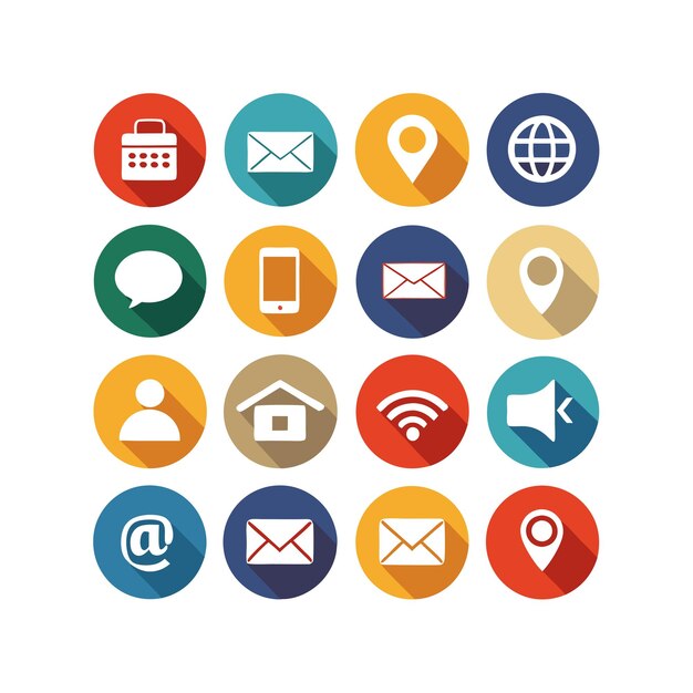 Colección de conjuntos de iconos de contacto para sitios web y aplicaciones móviles