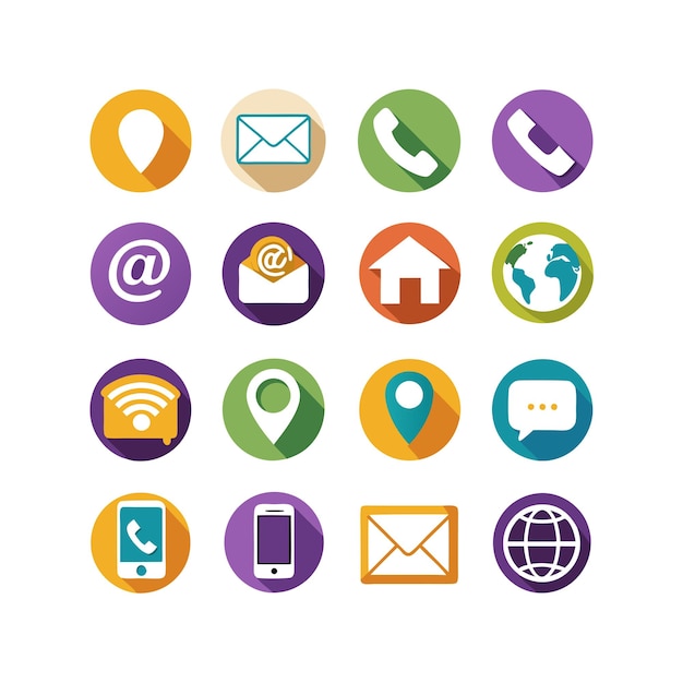 Colección de conjuntos de iconos de contacto para sitios web y aplicaciones móviles