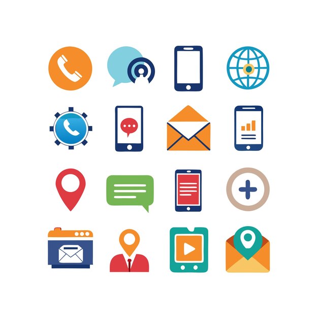 Colección de conjuntos de iconos de contacto para sitios web y aplicaciones móviles