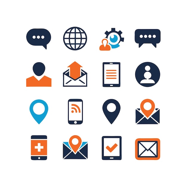 Colección de conjuntos de iconos de contacto para sitios web y aplicaciones móviles