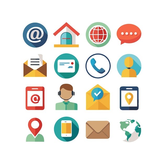 Colección de conjuntos de iconos de contacto para sitios web y aplicaciones móviles