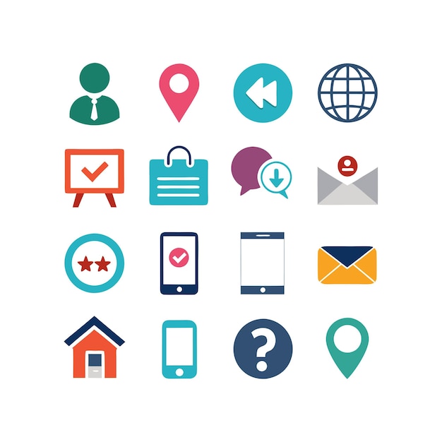 Colección de conjuntos de iconos de contacto para sitios web y aplicaciones móviles