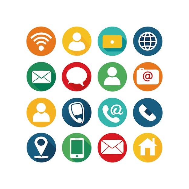 Colección de conjuntos de iconos de contacto para sitios web y aplicaciones móviles