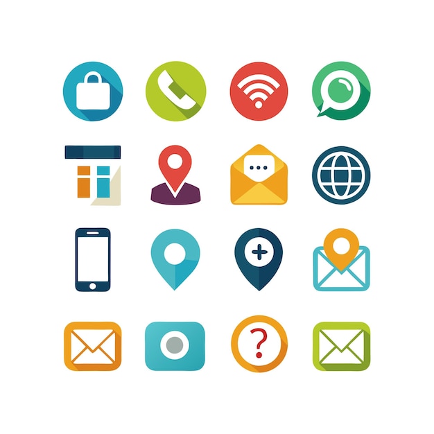 Colección de conjuntos de iconos de contacto para sitios web y aplicaciones móviles