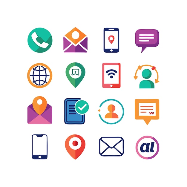 Colección de conjuntos de iconos de contacto para sitios web y aplicaciones móviles