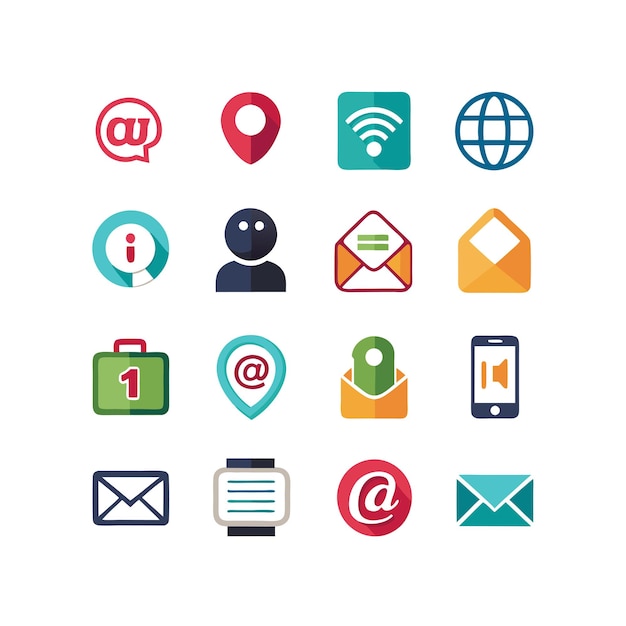 Colección de conjuntos de iconos de contacto para sitios web y aplicaciones móviles