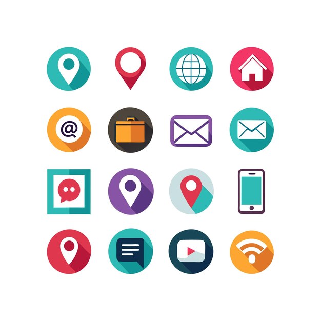 Colección de conjuntos de iconos de contacto para sitios web y aplicaciones móviles