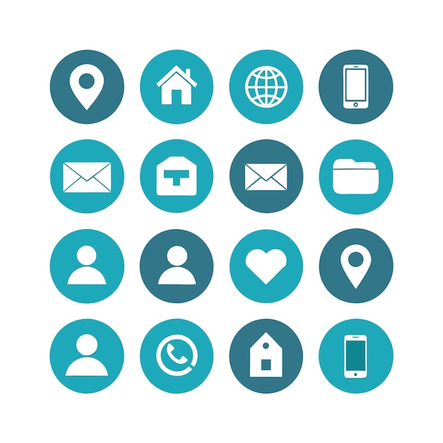 Colección de conjuntos de iconos de contacto para sitios web y aplicaciones móviles