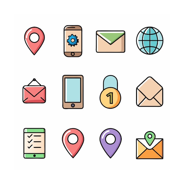 Colección de conjuntos de iconos de contacto para sitios web y aplicaciones móviles