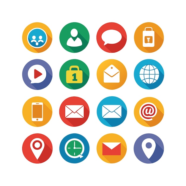 Colección de conjuntos de iconos de contacto para sitios web y aplicaciones móviles