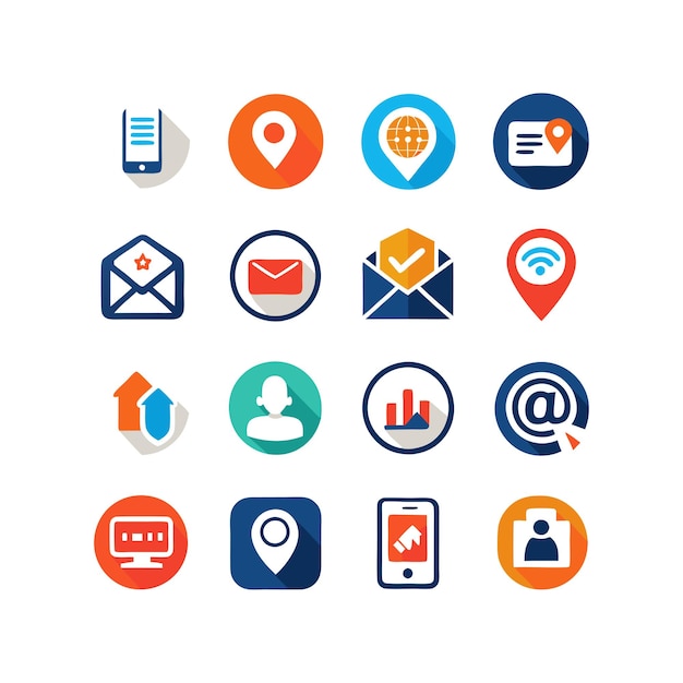 Colección de conjuntos de iconos de contacto para sitios web y aplicaciones móviles