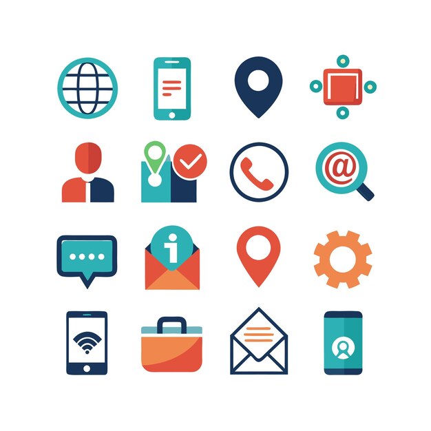 Colección de conjuntos de iconos de contacto para sitios web y aplicaciones móviles