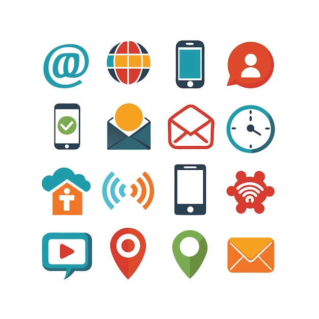 Colección de conjuntos de iconos de contacto para sitios web y aplicaciones móviles