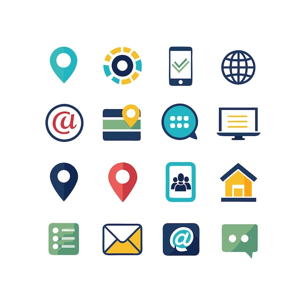 Colección de conjuntos de iconos de contacto para sitios web y aplicaciones móviles