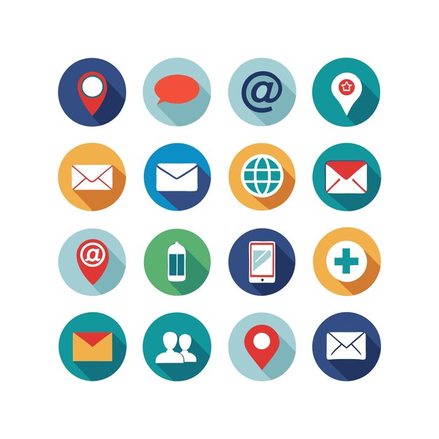 Colección de conjuntos de iconos de contacto para sitios web y aplicaciones móviles