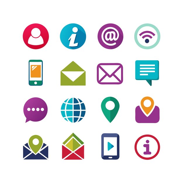Colección de conjuntos de iconos de contacto para sitios web y aplicaciones móviles