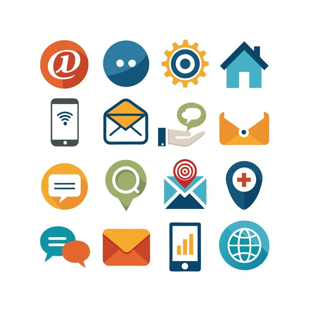 Colección de conjuntos de iconos de contacto para sitios web y aplicaciones móviles
