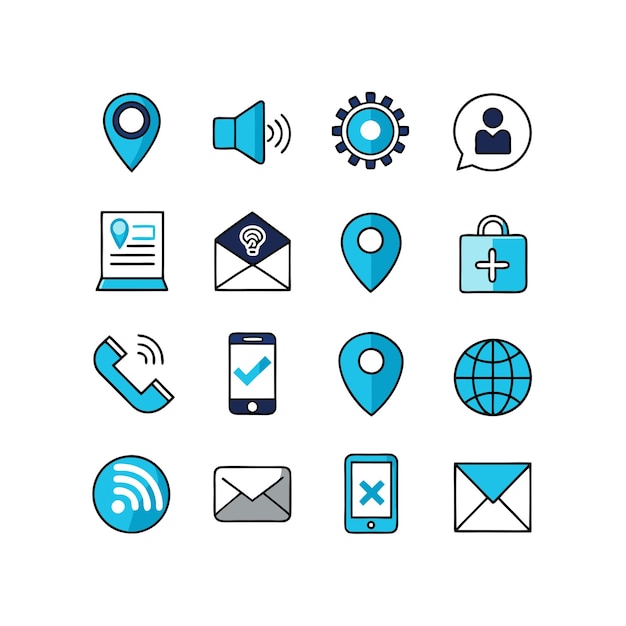 Colección de conjuntos de iconos de contacto para sitios web y aplicaciones móviles