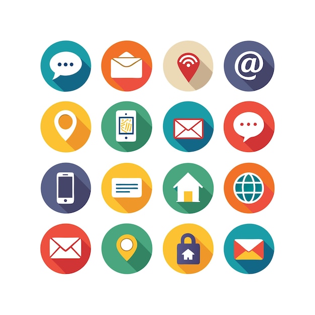 Colección de conjuntos de iconos de contacto para sitios web y aplicaciones móviles