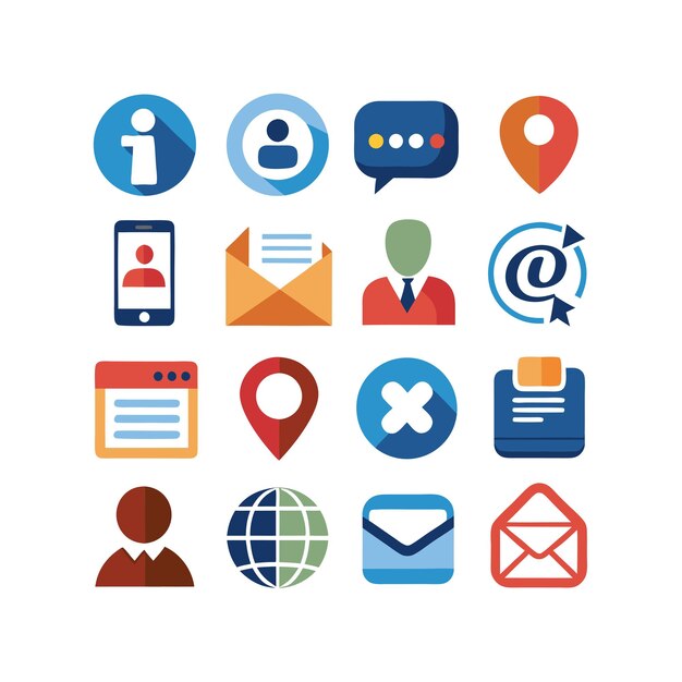 Colección de conjuntos de iconos de contacto para sitios web y aplicaciones móviles