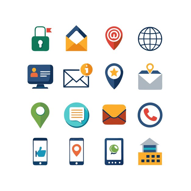 Colección de conjuntos de iconos de contacto para sitios web y aplicaciones móviles