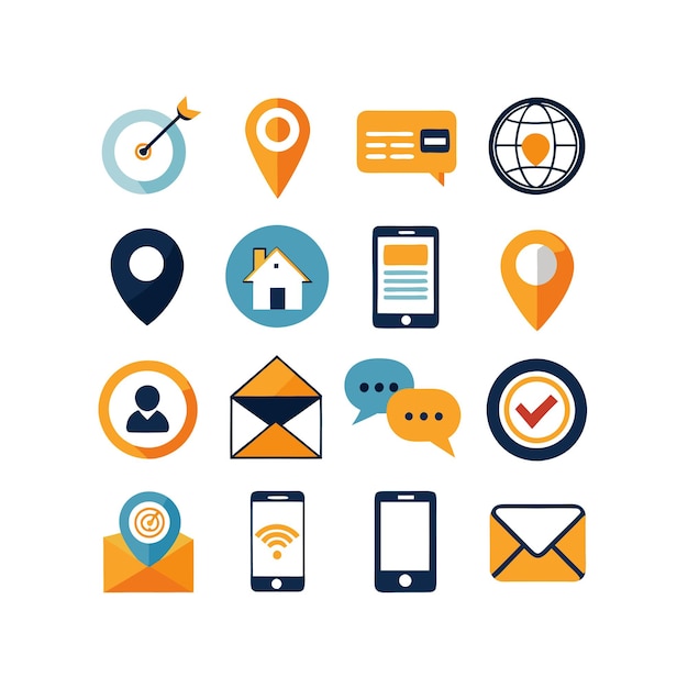 Colección de conjuntos de iconos de contacto para sitios web y aplicaciones móviles