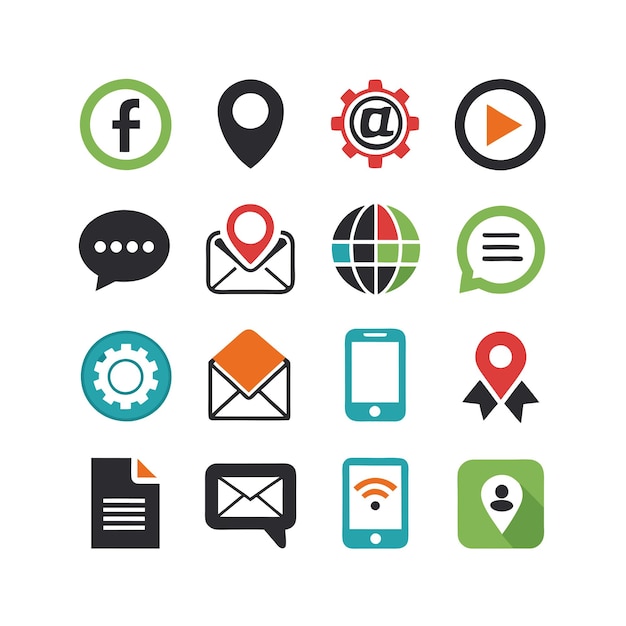 Colección de conjuntos de iconos de contacto para sitios web y aplicaciones móviles