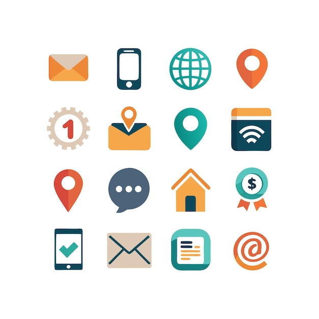 Colección de conjuntos de iconos de contacto para sitios web y aplicaciones móviles