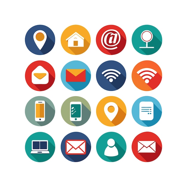 Colección de conjuntos de iconos de contacto para sitios web y aplicaciones móviles