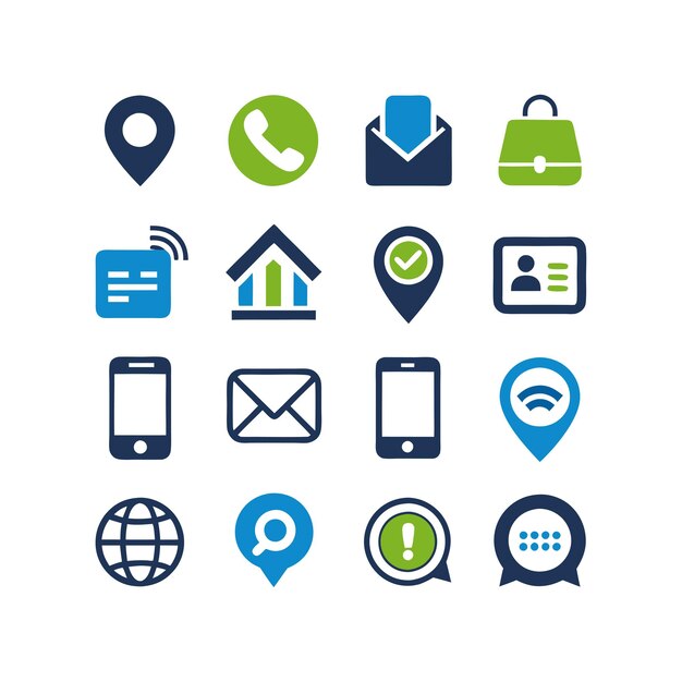 Colección de conjuntos de iconos de contacto para sitios web y aplicaciones móviles
