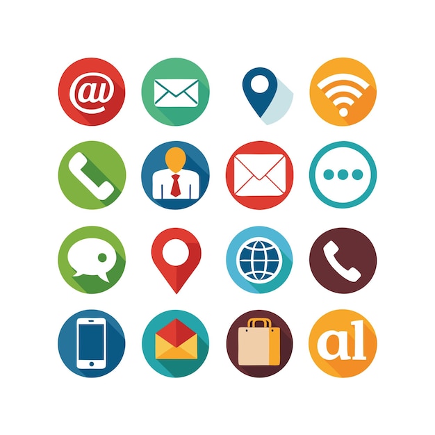 Colección de conjuntos de iconos de contacto para sitios web y aplicaciones móviles
