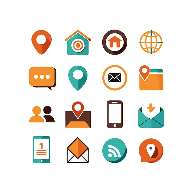 Colección de conjuntos de iconos de contacto para sitios web y aplicaciones móviles