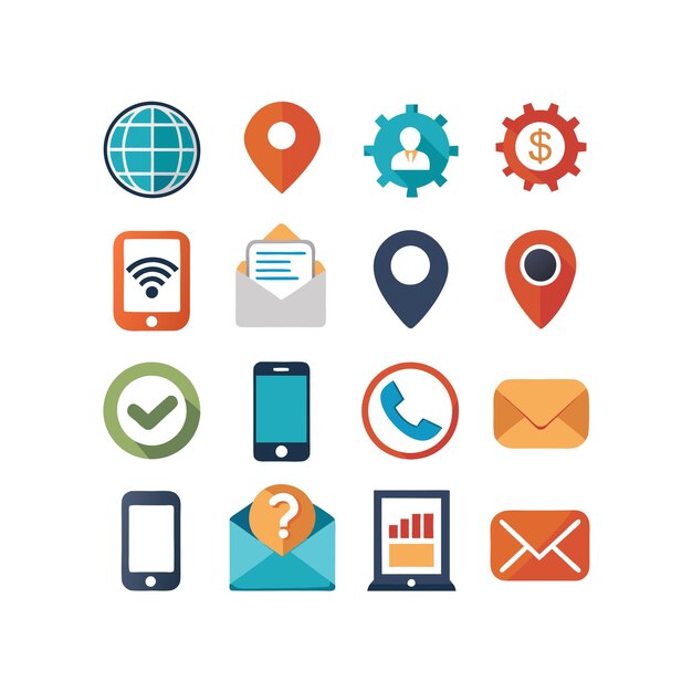 Colección de conjuntos de iconos de contacto para sitios web y aplicaciones móviles